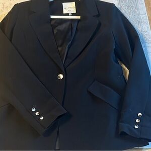 Sophisticated Black Blazer with Silver Accents